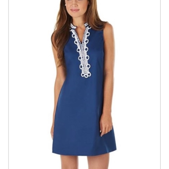 Mud Pie Dresses & Skirts - *Mudpie Blue White Lace Embroidery Shift Dress